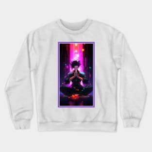 Anime Hero Meditation | Special Anime Artwork | Anime Power Energy Meditation |  Manga Anime Art Crewneck Sweatshirt